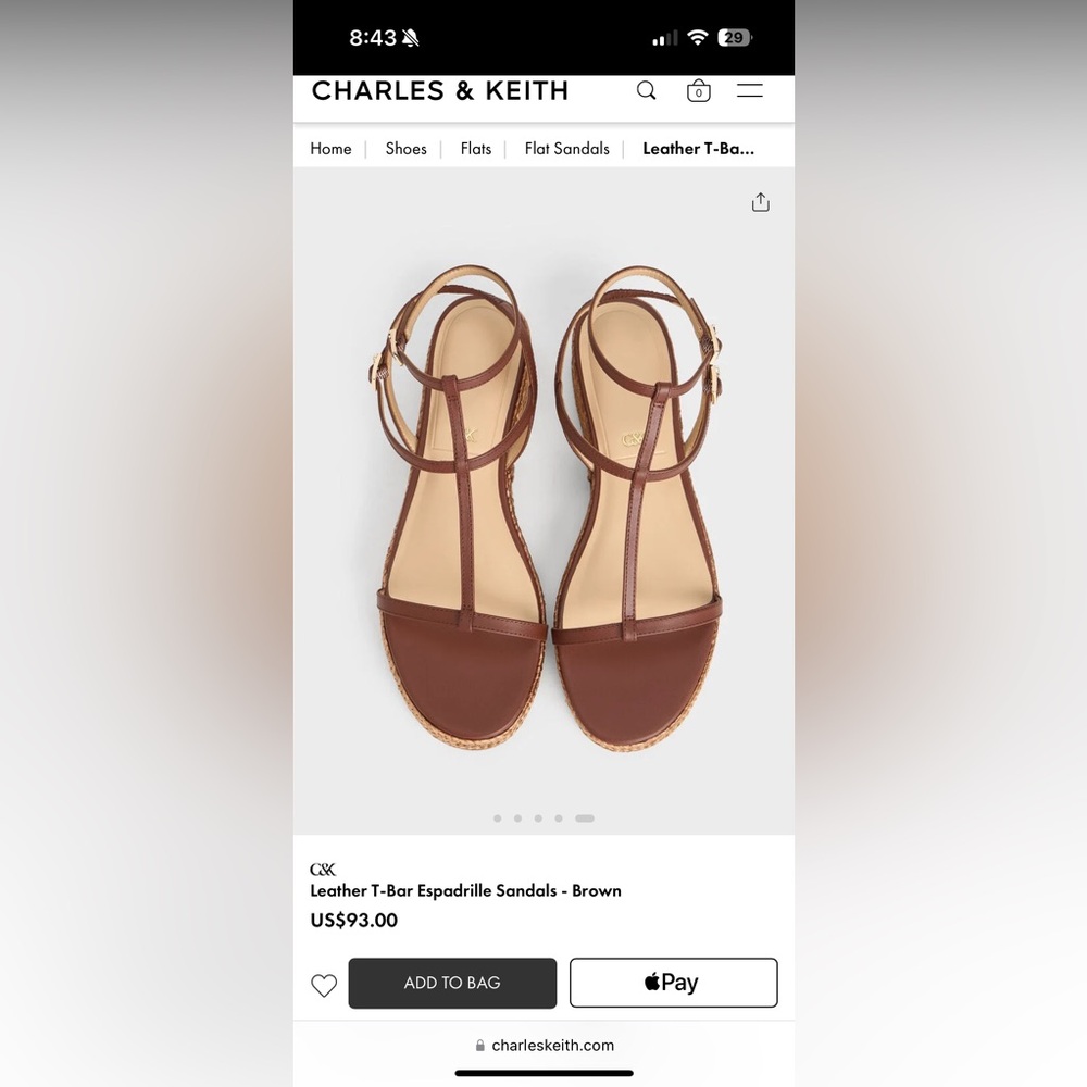Leather T-Bar Espadrille Sandals - Brown